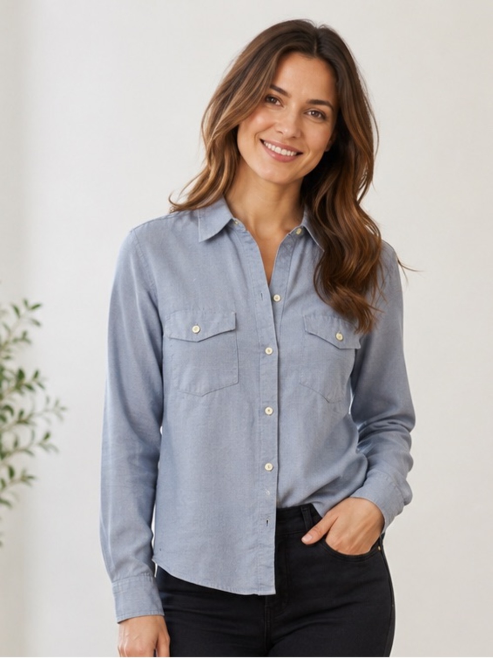 🔹 Banana Republic Blue Button Down Shirt Size Medium Tall